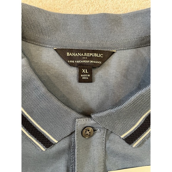 NWT BANANA REPUBLIC Men's XL Luxe Touch Performance Polo Shirt Slate Blue Pocket - Picture 4 of 9